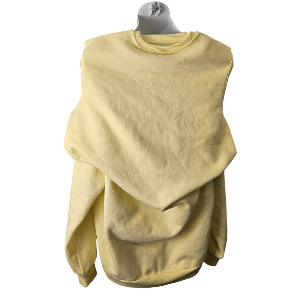 KRO by Khloe Kardashian Sweatshirt Womens Medium Yellow New Tie Front Layered - Picture 2 of 5